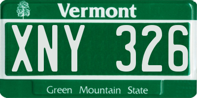 VT license plate XNY326