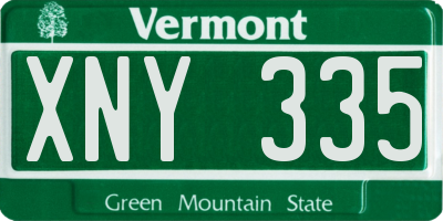 VT license plate XNY335