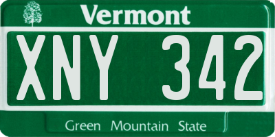 VT license plate XNY342