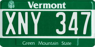 VT license plate XNY347