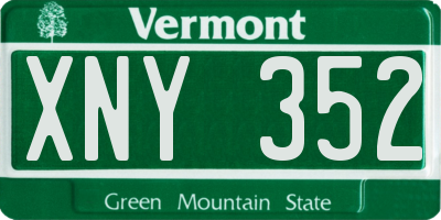 VT license plate XNY352