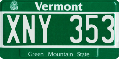 VT license plate XNY353