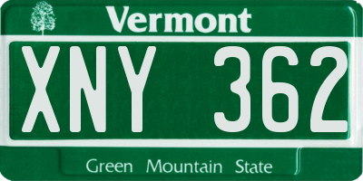 VT license plate XNY362