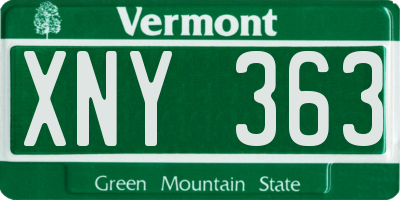 VT license plate XNY363