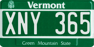 VT license plate XNY365