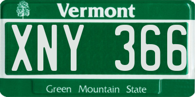 VT license plate XNY366