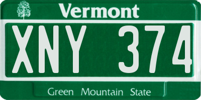 VT license plate XNY374