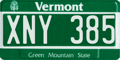 VT license plate XNY385