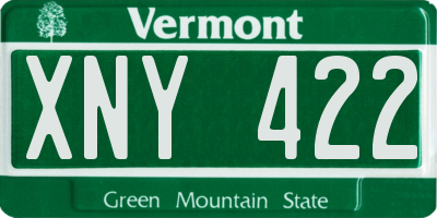VT license plate XNY422