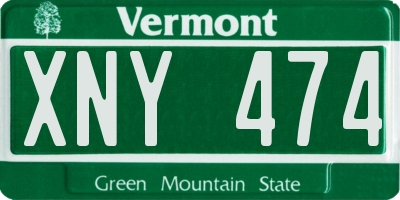 VT license plate XNY474