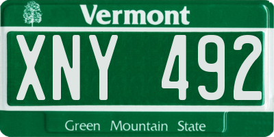 VT license plate XNY492