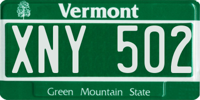 VT license plate XNY502