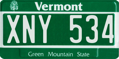 VT license plate XNY534