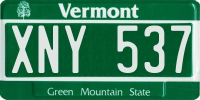 VT license plate XNY537