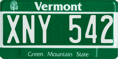 VT license plate XNY542