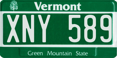 VT license plate XNY589