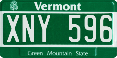 VT license plate XNY596