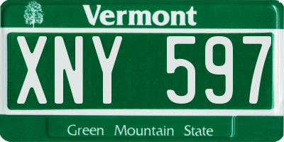 VT license plate XNY597