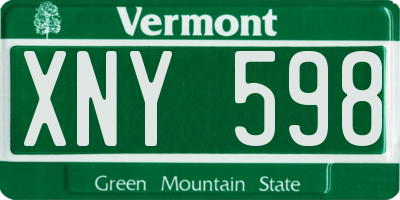 VT license plate XNY598