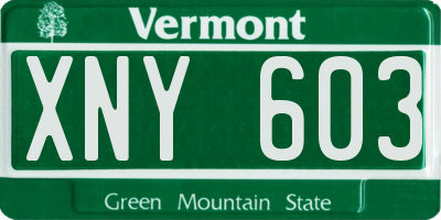 VT license plate XNY603