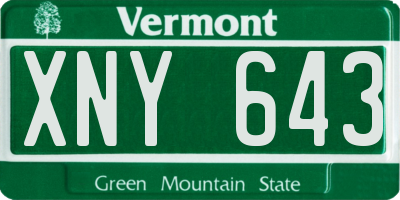 VT license plate XNY643