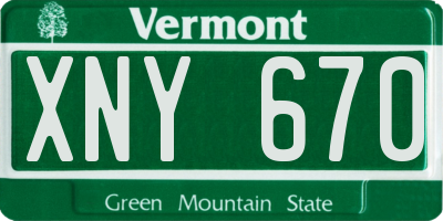 VT license plate XNY670
