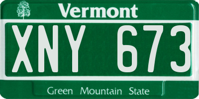 VT license plate XNY673