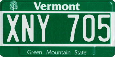 VT license plate XNY705