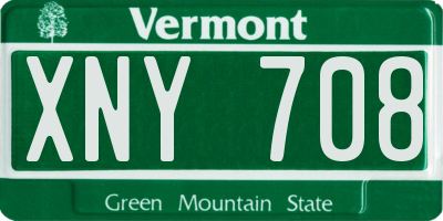VT license plate XNY708