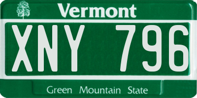 VT license plate XNY796