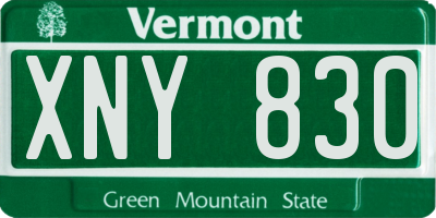 VT license plate XNY830