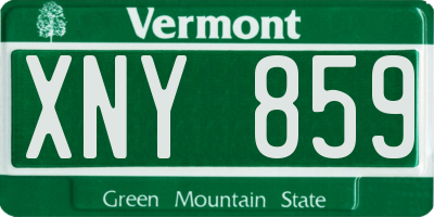 VT license plate XNY859