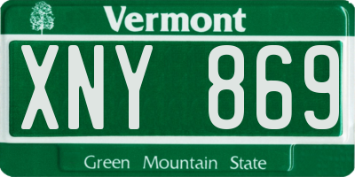VT license plate XNY869