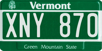 VT license plate XNY870