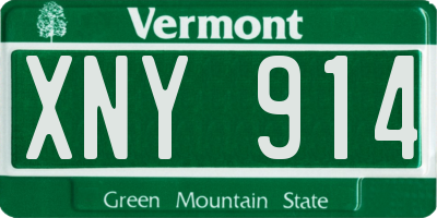 VT license plate XNY914