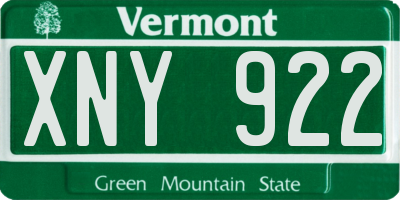 VT license plate XNY922