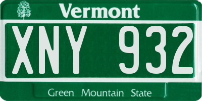 VT license plate XNY932