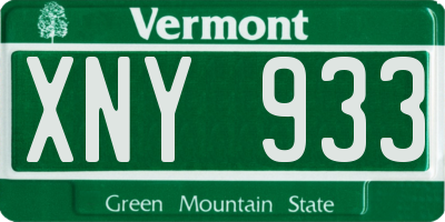 VT license plate XNY933