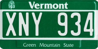 VT license plate XNY934