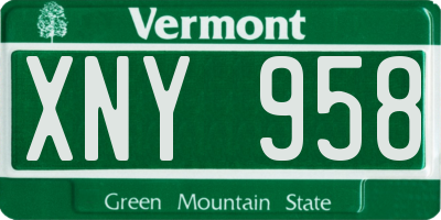 VT license plate XNY958