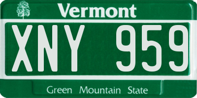 VT license plate XNY959