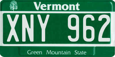 VT license plate XNY962