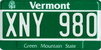 VT license plate XNY980