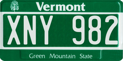 VT license plate XNY982