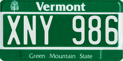 VT license plate XNY986