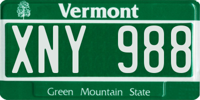 VT license plate XNY988