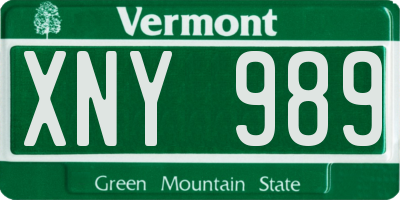 VT license plate XNY989