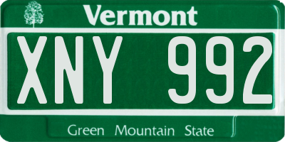 VT license plate XNY992