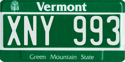 VT license plate XNY993
