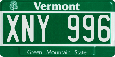 VT license plate XNY996